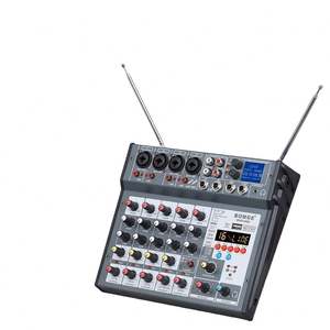 Console <span class=keywords><strong>de</strong></span> <span class=keywords><strong>mixage</strong></span> audio professionnelle 6 canaux avec deux microphones sans fil UHF, console <span class=keywords><strong>de</strong></span> <span class=keywords><strong>mixage</strong></span> USB, 16 DSP pour DJ, karaoké, enregistrement à domicile sur <span class=keywords><strong>PC</strong></span> - Product Image 1