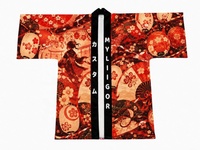 Cosplay Harajuku, impression par sublimation personnalisée, kimono japonais, cardigan, costume Haori, kimono Happi, manteau
