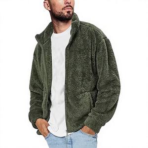 Vestes en polaire sherpa d'hiver de haute qualité pour hommes, couleur unie, logo personnalisé, vente en gros, manches longues, fermeture éclair, pour l'extérieur - Product Image 1