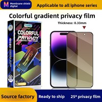 Protection d'écran en verre trempé coloré dégradé pour la confidentialité 25 °   Film anti-espion pour iPhone X-17 Pro Max 0,33 mm ESD Anti-Spy