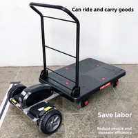Chariot électrique compact à six roues HSLLIFT, commandé par geste, plateau plat, conception pliable pour la préparation des commandes, moteur 400W-900W