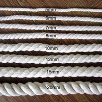 Vente en gros, cordon torsadé coloré à 3 brins de 8mm, corde en coton, cordon en macramé pour suspension murale, cintres pour plantes, artisanat, jouets pour animaux de compagnie