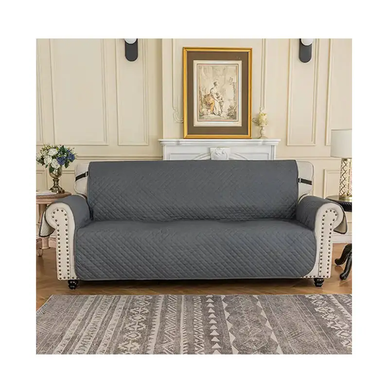 Sarung sofa ukuran universal anti selip, sarung sofa anti selip, warna berbeda, merah/gading, ukuran kustom, anti selip, 1/2/3/4
