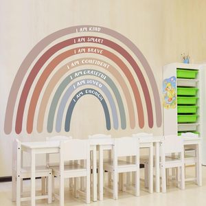 Vinilo Decorativo de Pared con Diseño de <span class=keywords><strong>Arcoíris</strong></span> en <span class=keywords><strong>Acuarela</strong></span> Moderna, Impermeable, Ecológico, Resistente a los Rayos UV, con Acabado Brillante y Citas Motivadoras - Product Image 2