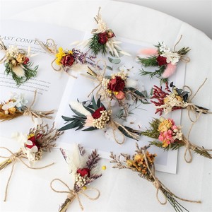 Bouquet de fleurs séchées naturelles SPR, herbe de la pampa, queues de lapin, roses - Décoration de fête à domicile écologique DIY pour Thanksgiving, long - Product Image 1
