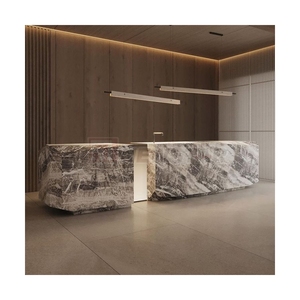 Modern Style Natural Grey Marble Commercial Furniture Reception <b>Desk</b> Front Table with <b>Cabinet</b> - Product Image 1