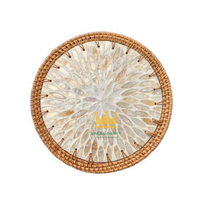 Tapis en mosaïque de nacre écologique de diamètre rond personnalisé fait à la main, vente en gros directe d'usine, logo personnalisé, Vietnam - Product Image 2
