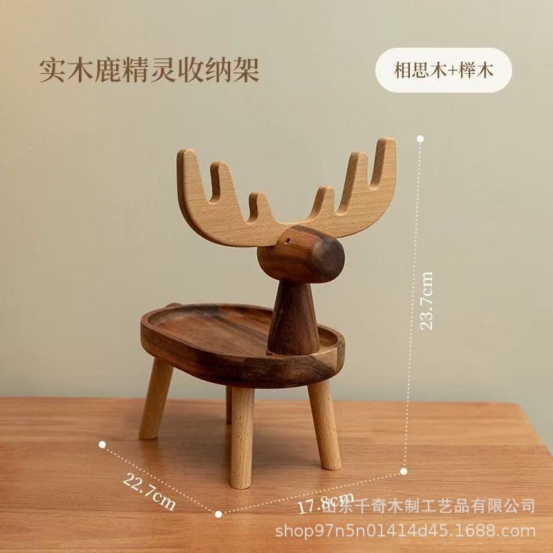 Deer desktop ornament [Acacia wood, beech wood]