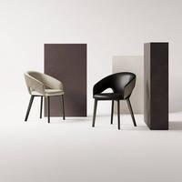 Chaise de salle à manger minimaliste italienne de luxe léger avec structure en acier et revêtement en cuir, avec housse de siège souple, pour la maison et les restaurants