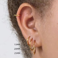 Boucles d'oreilles créoles en acier inoxydable de couleur or pour femmes, petits anneaux d'oreille simples à cercle rond Huggies, accessoires Steampunk Offre Spéciale