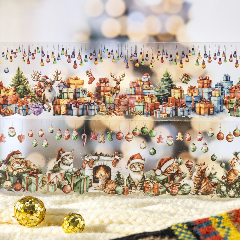 JIANGLUN Girl's Landscape PET Tape Waterproof Acrylic DIY Decorations Christmas Day Series Stickers for Home Decor Masking