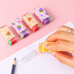 Gomme à effacer carrée en plastique créative motif fruits pour écoliers, fournitures de papeterie pour examens et dessin - Product Image 3