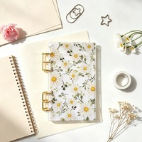 Carnet à spirale A6 DIY, avec couverture transparente en PVC givré, classeur acrylique à 6 trous à motifs floraux, feuilles mobiles pour usage scolaire