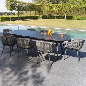 现代简约户外花园庭院阳台铝藤餐桌椅套装日光室休闲椅家具