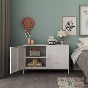 <span class=keywords><strong>Meuble</strong></span> <span class=keywords><strong>TV</strong></span> moderne et minimaliste en métal RUOYI avec rangement multi-niveaux pour salon, atelier, chambre ou côté canapé - Product Image 2