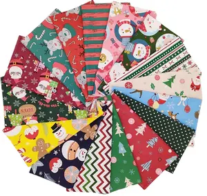 16pcs Christmas Fabric Quilting Snowflake Printed Fabric Squares Fat Quarters Precut Sewing Fabric Patchwork Scraps