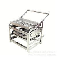 Barbecue au charbon de bois en acier inoxydable avec rôtissoire rotative réglable sans fumée pour restaurant, hôtel, traiteur, fête en plein air, buffet