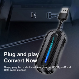 New LED 2 in 1 Apple Carplay Android Auto <b>Adapter</b> AI Box Car Machine Interconnection Wired <b>to</b> Wireless Box <b>Plug</b> and Play Dongle - Product Image 3