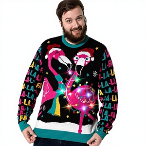 Pull de Noël moche unisexe pour homme, cardigan en tricot de soie 3D, motif Père Noël rock'n'roll amusant pour <span class=keywords><strong>hommes</strong></span> - Product Image 3