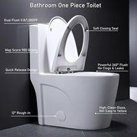 WC monobloc en céramique allongé à double chasse 1,1 GPF, à poser au sol, avec chasse automatique par siphon, pour salle de bain d'hôtel moderne, garantie 5 ans