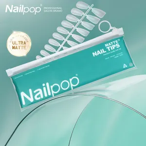 NAILPOP yanlış çivi Ultra Fit ve doğal çift taraflı mat ön şekilli tam kapak Oval tabut tırnak uzantıları için kısa tırnak ipuçları