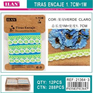 Cinghie in pizzo ILAN 1,7 cm x 1 m verde chiaro per decorazioni artigianali - Product Image 3