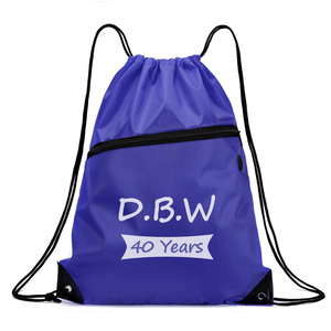 Promotional Custom Logo Draw String Bag 210D Polyester Sport Backpack Drawstring Gym Bag With Zipper Pocket