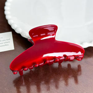 Red Acetate Hair Claw Flower Premium Haar klauen clips 3D Flower Design Luxus Trendy Haarschmuck - Product Image 5