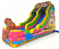 Toboggan gonflable commercial en PVC à double glissière, thème lapin de Pâques et œufs, pour enfants, idéal pour les fêtes de plein air et la location