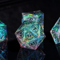 Ensemble de dés en résine Udixi à logo personnalisé, polyédriques, pour RPG, Donjons et Dragons, à bords tranchants, motif de tableau magique
