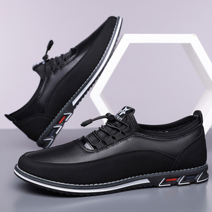 Mocassins à enfiler pour hommes, bout rond, bande élastique, semelle extérieure en caoutchouc respirant, doublure en PU, couleur unie, chaussures décontractées, tailles 48, 50, 53 - Product Image 2