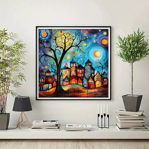 SONGWOOART 5d paisaje pintura diamante Hada polvo diamante pintura Premium lienzo Color casas diamante pintura Kit para adultos - Product Image 2