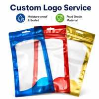 Sac en plastique transparent avec fermeture éclair personnalisé avec logo pour étui de téléphone portable, chaussettes, chaussures, emballage, pochette imprimée colorée