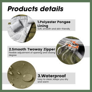 E-RIKE Sac de couchage double de haute qualité à capuche imperméable pour l'hiver froid, sacs de couchage personnalisés pour couples avec oreillers - Product Image 3