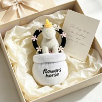 Désodorisant de voiture personnalisé en peluche licorne mignonne avec pot de fleurs, ornement de tableau de bord, jouet en peluche aromathérapie, vente en gros