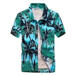 Camisas hawaianas de manga corta con botones para hombre, camisas de playa con estampado de árbol de Coco para vacaciones de verano, M-5XL