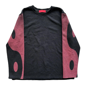 Vintage 90s Gothic Yin Yang Waffle Long Sleeve Top Contrast Raglan Sleeve Oversized Thermal Tee <b>Y2K</b> Streetwear Casual <b>Shirts</b> - Product Image 1