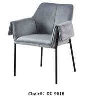 Chaise de salle à manger moderne avec cadre en fer, accoudoirs et revêtement en tissu, hauteur réglable - Garantie 1 an pour appartement, maison, bureau, hôtel