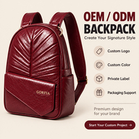 Sac à dos décontracté matelassé en cuir PU tendance pour femme, avec poignée souple, imperméable, pour l'école, personnalisable OEM ODM, sac de voyage quotidien