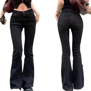 Pantalones de Mujer 2025, Estilo Vintage, Rectos, de Pierna Media, Transpirables, Ecológicos, con Parches, Lavados, Negros, Retro, de Oficina, Alta Calidad - Product Image 1