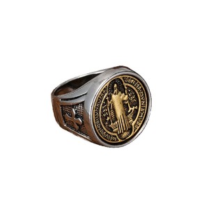 Anillo de Aleación para Hombre, Diseño Cruzado, Dos Tonos Plateados, Estilo Retro Europeo Americano, Joyería de Regalo Personalizada - Product Image 5