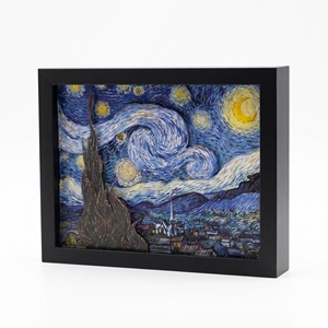 Cuadro Decorativo con Luz Nocturna de la <span class=keywords><strong>Noche</strong></span> <span class=keywords><strong>Estrellada</strong></span> de Van Gogh, Tallado en Papel 3D Personalizado, Certificado RoHS CE, OEM ODM - Product Image 1