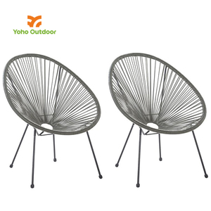 Silla de ratán moderna de Acapulco en metal gris, muebles de jardín al aire libre para Parque, dormitorio, patio, Villa, marco de acero - Product Image 5