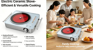 Elegante Estufa Infrarroja <span class=keywords><strong>Portátil</strong></span> de 2200W, <span class=keywords><strong>Placa</strong></span> Calefactora Eléctrica de Cerámica con Control Táctil y de Perillas, Múltiples Funciones de Cocción - Product Image 6