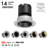Spot LED encastré sans cadre, anti-éblouissement, dimmable, 7W-25W, haute efficacité lumineuse, COB, lampe de plafond, TRIAC 0-10V, éclairage DALI