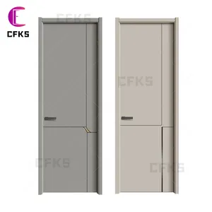 أبواب خشبية داخلية من CFKS باب لوح من PVC خشبي بتصميمات من خشب متوسط الكثافة مركب فردي أبواب داخلية حديثة للمنازل