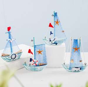 Modèle de <span class=keywords><strong>voilier</strong></span> miniature de 15 cm, décoration d'intérieur, style <span class=keywords><strong>méditerranéen</strong></span>, <span class=keywords><strong>petit</strong></span> bateau de pêche, décoration de bateau miniature - Product Image 1