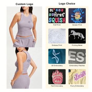 Débardeur ajusté personnalisé avec logo Slim Fit Débardeur côtelé en coton sexy Débardeur côtelé uni et élastique pour la rue pour femmes Vente en gros - Product Image 3