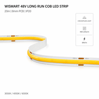 Bande LED COB WISMART 48V Longue Durée 480 LED/m 20m 8W/m 8mm IP20 Lumière Blanche Sans Points 3000K 4000K 6000K pour Éclairage Intérieur