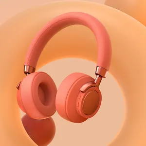 Pink gamer headphone nirkabel atas telinga headphone nirkabel untuk musik atas telinga dengan mikrofon noise cancelling